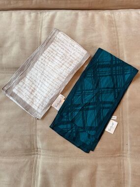 Thirty-One Set of Two Scarves Inspirational & Teal Plaid Lightweight Scarves